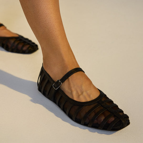 Ballet Mary Jane Cage Mesh Black