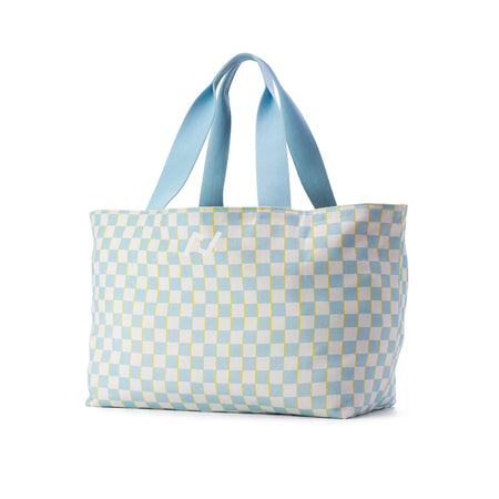 Market Bag White Blue Checks