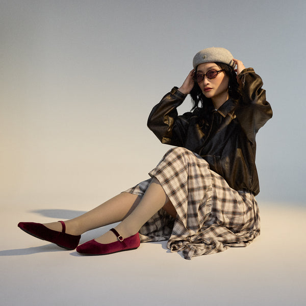 Mary Jane Dark Cherry Velvet