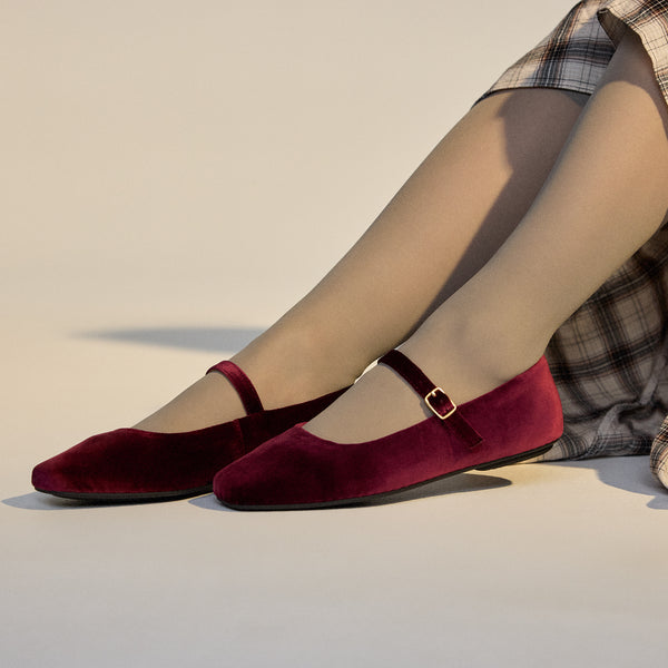 Mary Jane Dark Cherry Velvet