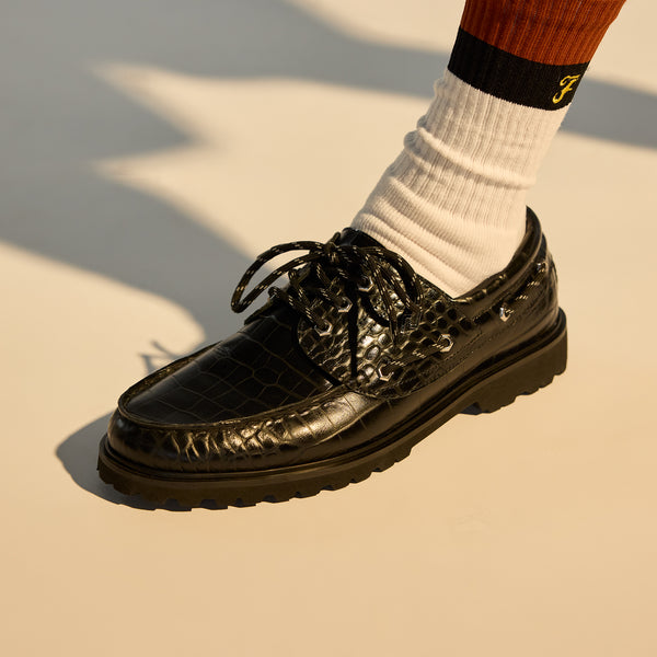 Boat Mens Low Step Black Croc