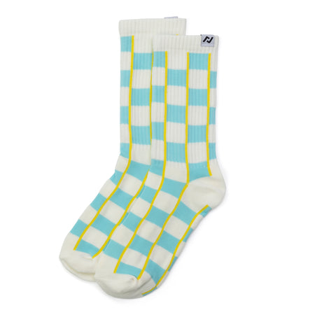 RN Socks White Blue Checks