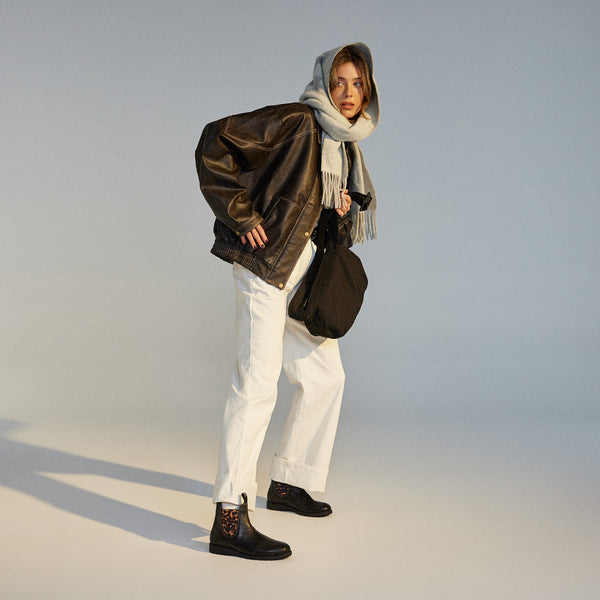 Fields Chelsea Black/Dark Camel Leopard