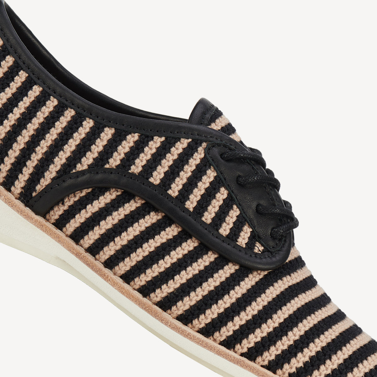 Rollie Derby Knit Black/Beige — women's shoe, angled three-quarter view