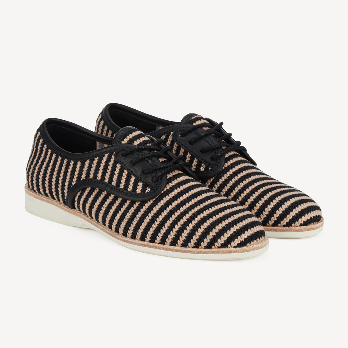 Rollie Derby Knit Black/Beige — women's shoe, front view