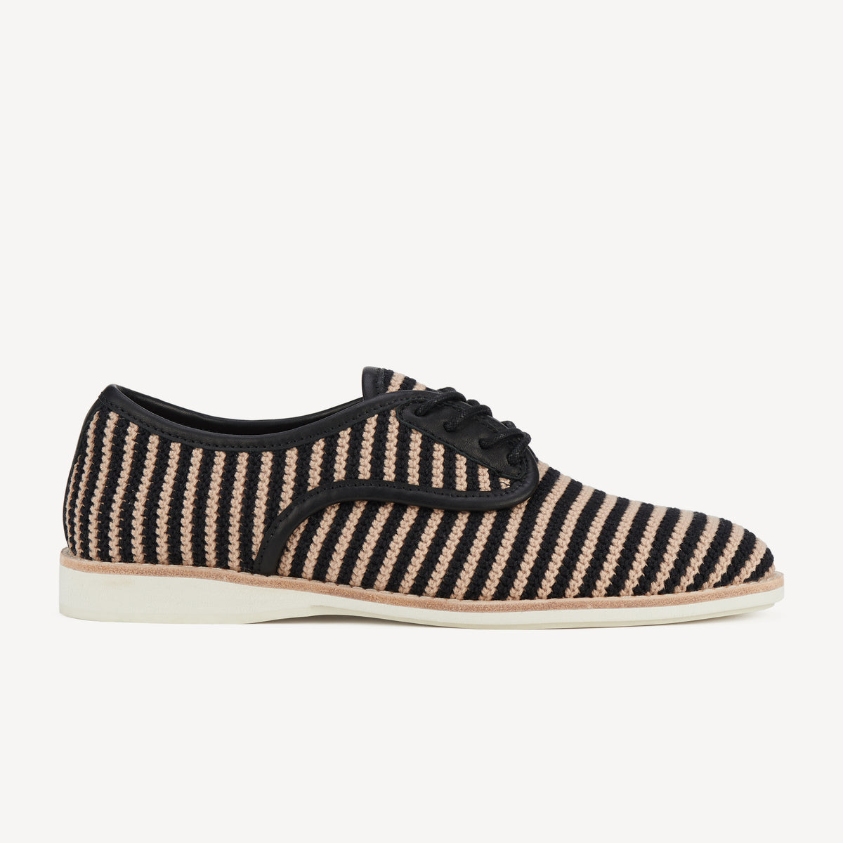 Rollie Derby Knit Black/Beige — women's shoe, side profile