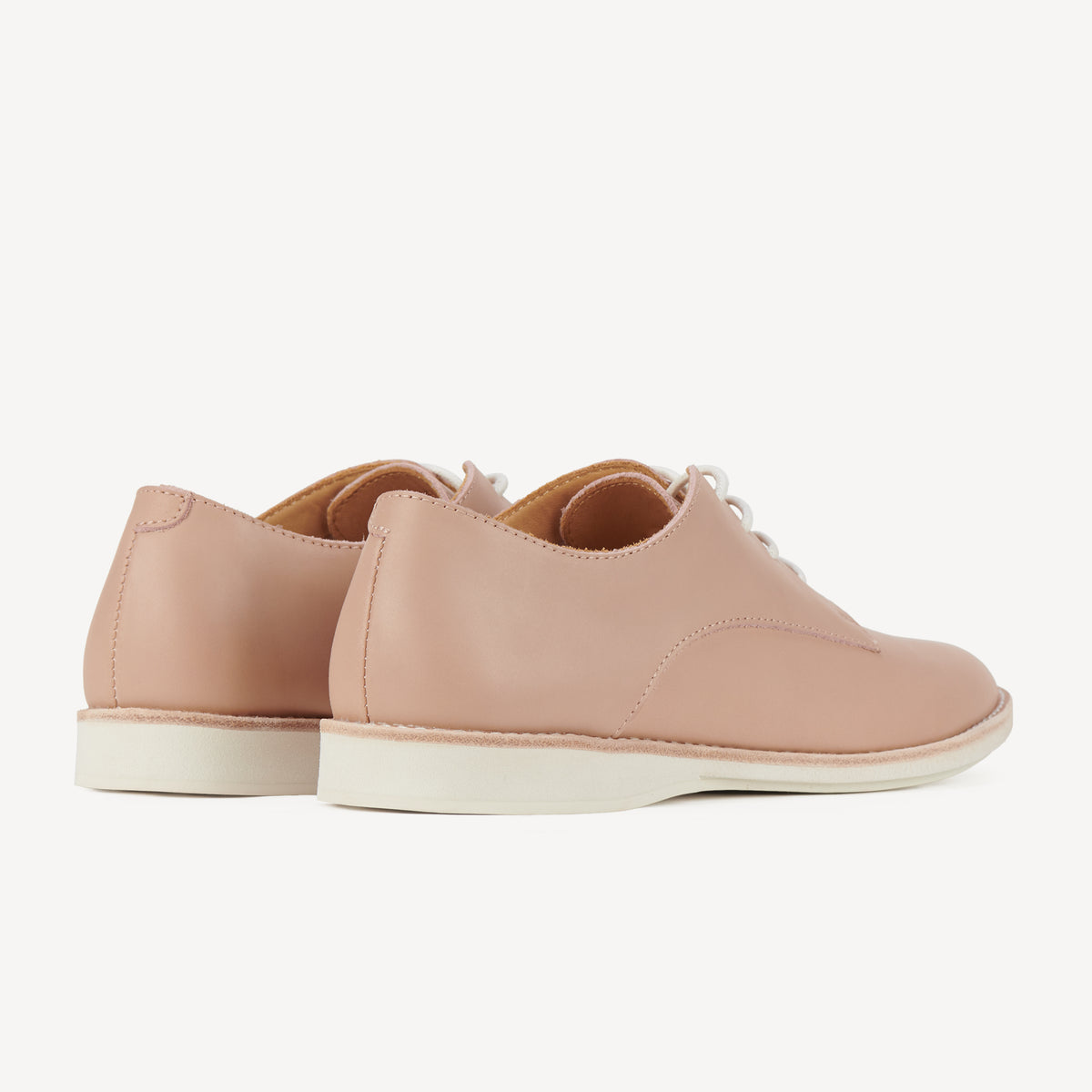 Rollie Derby Super Soft Chalk Pink — women's shoe, heel and back view