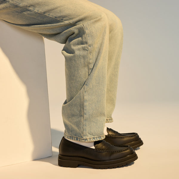 Loafer Mens Step Black Sleek