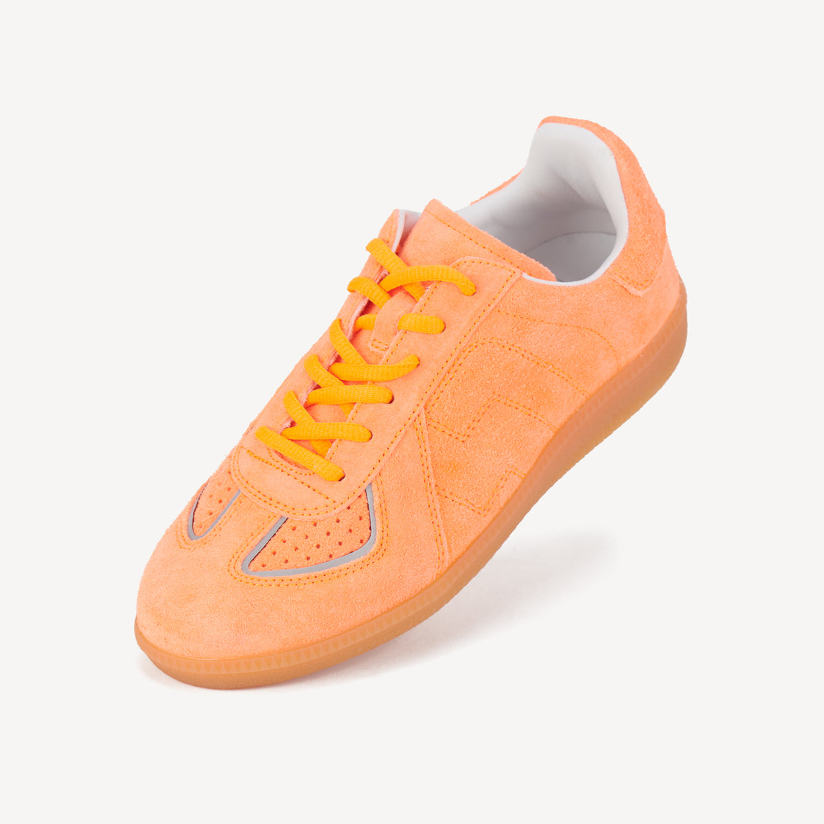 Rollie Pace Neon Orange — women's sneaker, worn and styled on-foot