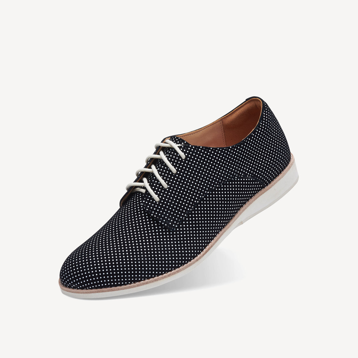 Rollie Derby Black Dream — black leather lace-up shoe, styled lifestyle shot
