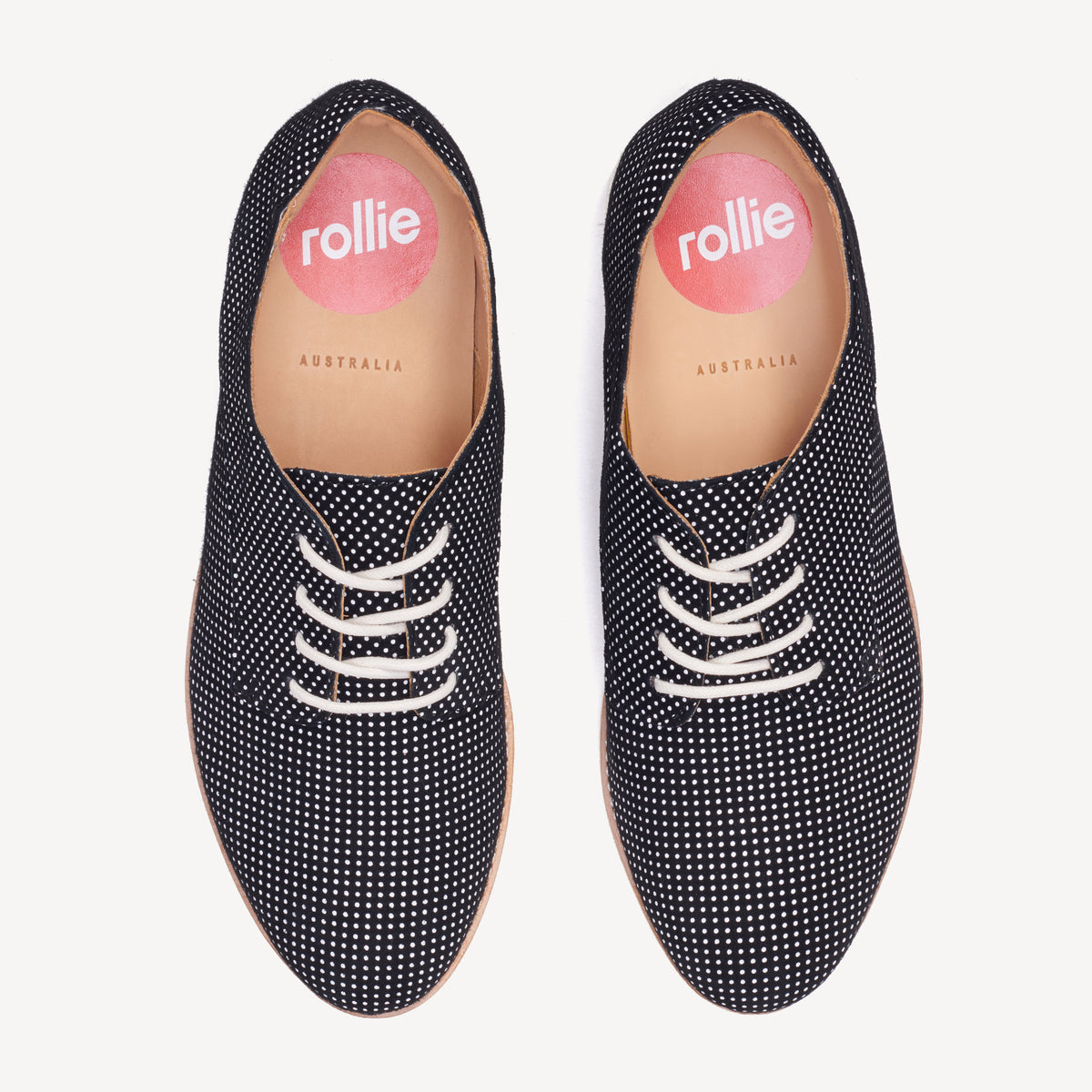 Rollie Derby Black Dream — black leather lace-up shoe, top-down view