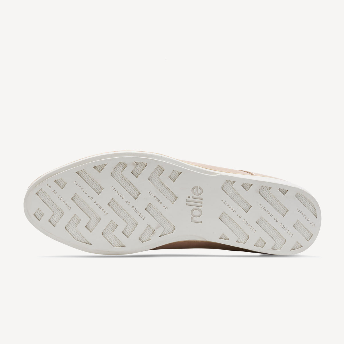 Rollie Derby Snow Pink — pastel-pink leather lace-up shoe, worn and styled on-foot