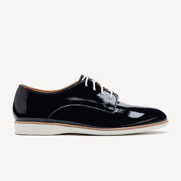 Derby Super Soft Black Patent Crinkle Leather