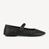 Rollie Ballet Mary Jane Laser Black — black laser-cut leather Mary Jane ballet flat, side profile