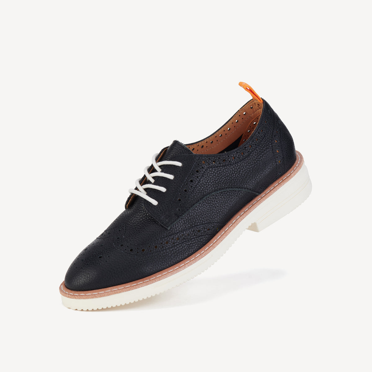 Rollie Derby Brogue Rise Black — women's shoe, top-down view