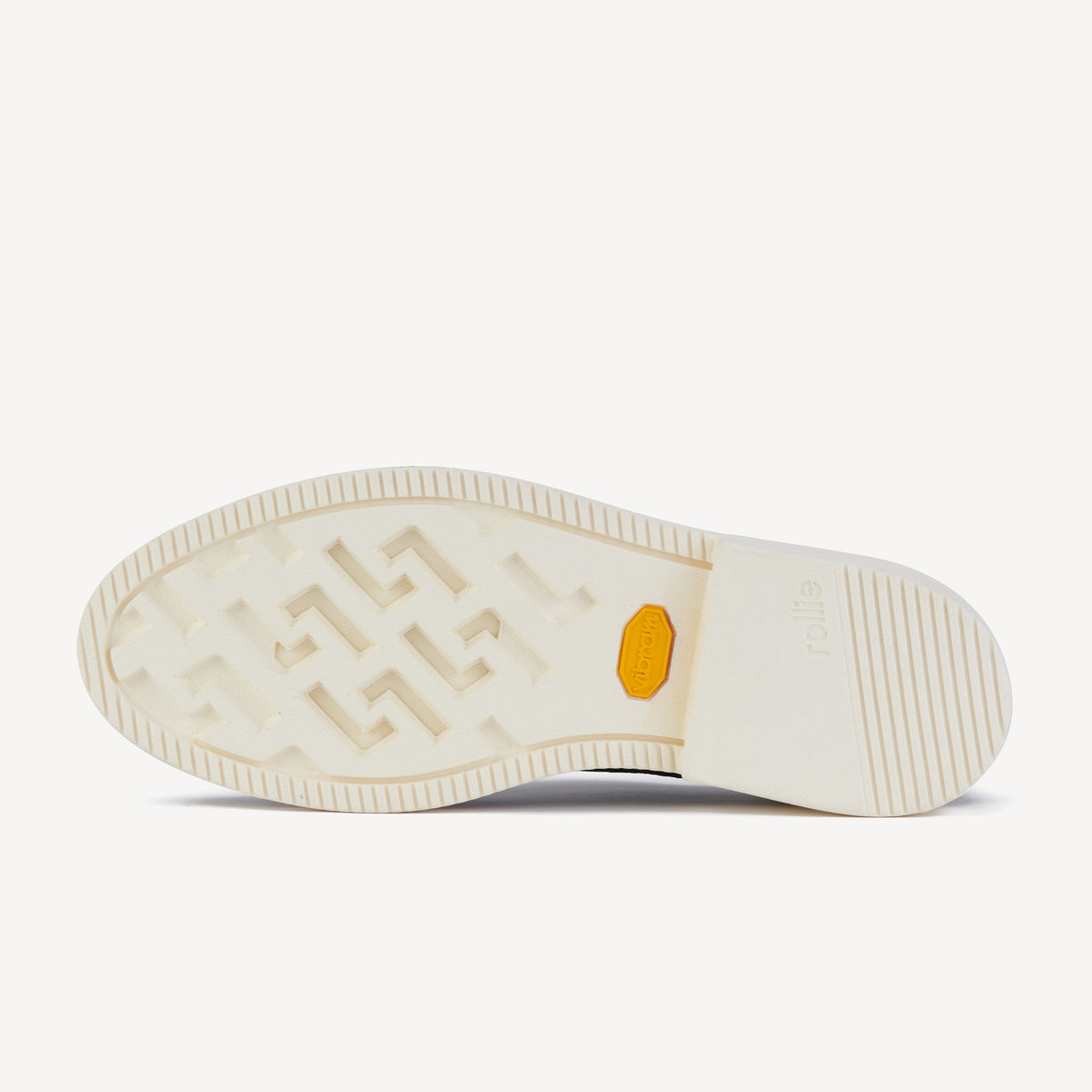 Rollie Derby Brogue Rise Black — women's shoe, worn and styled on-foot
