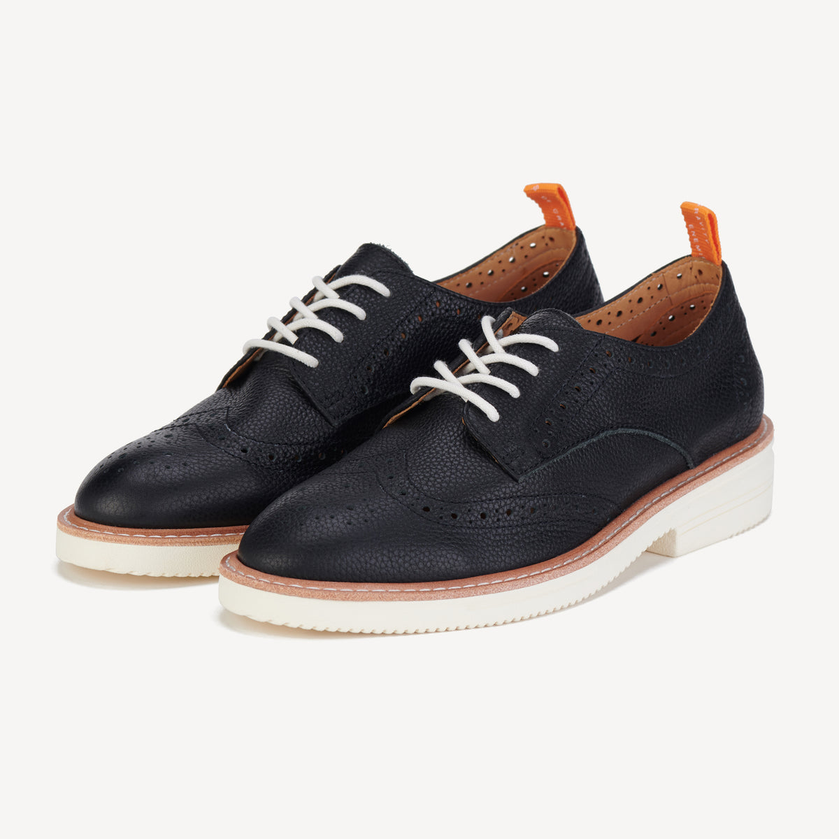 Rollie Derby Brogue Rise Black — women's shoe, front view