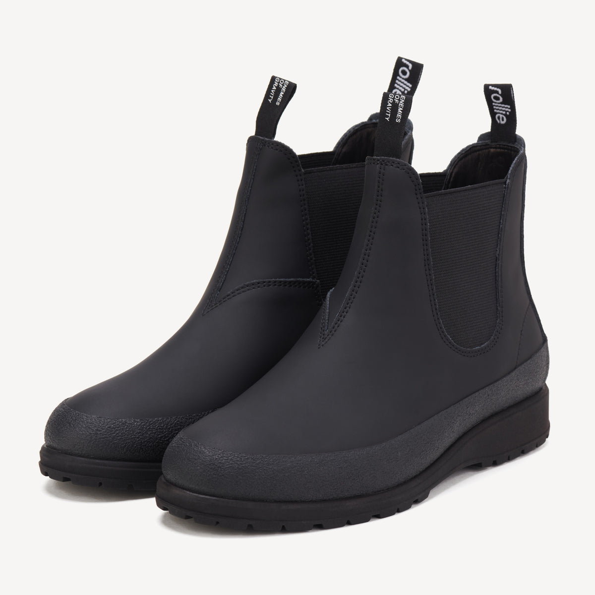 Rollie Fields Chelsea Rubberised Black — black rubberised Chelsea boot, alternate side view
