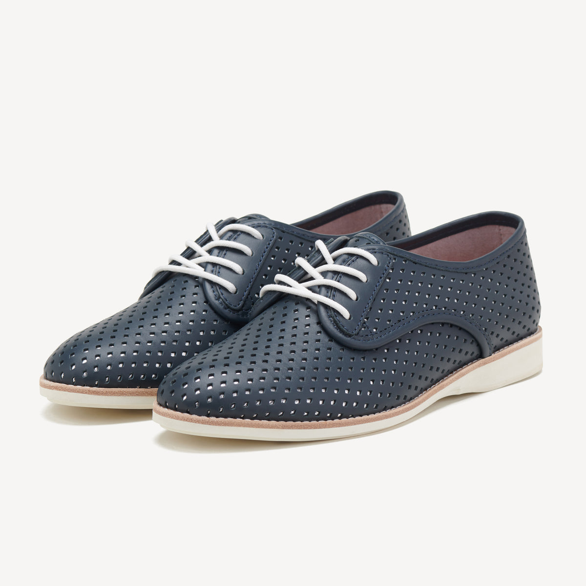Rollie Derby Punch Overlay Dark Navy/Silver — women's shoe, front view