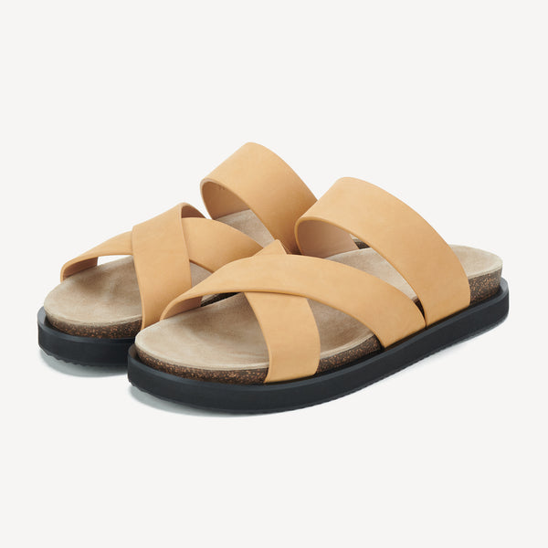 Rhodes Mens Cross Slide Wheat Nubuck