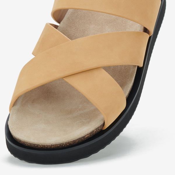 Rhodes Mens Cross Slide Wheat Nubuck