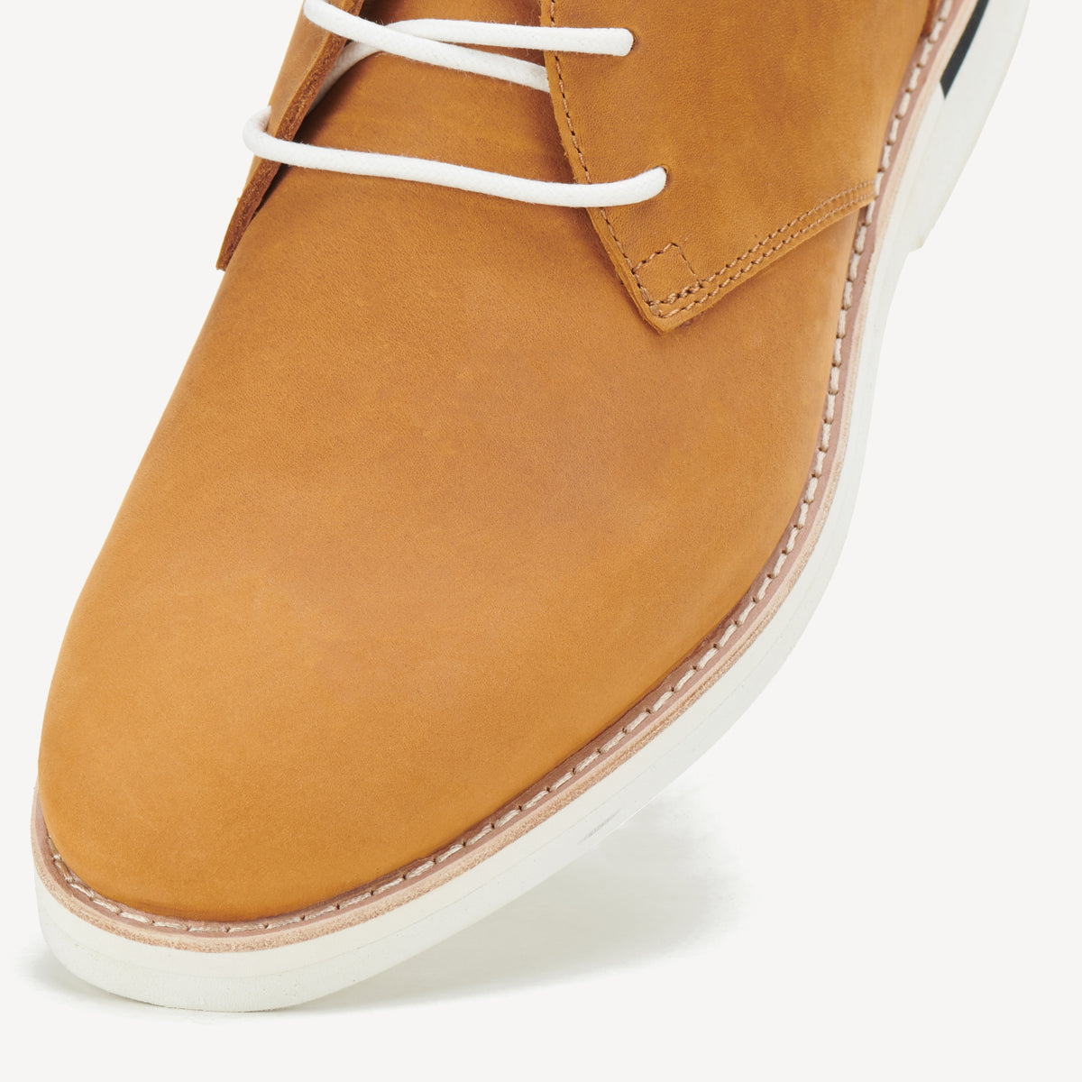 Rollie Chukka Mens Stack Cognac — men's boot, angled three-quarter view