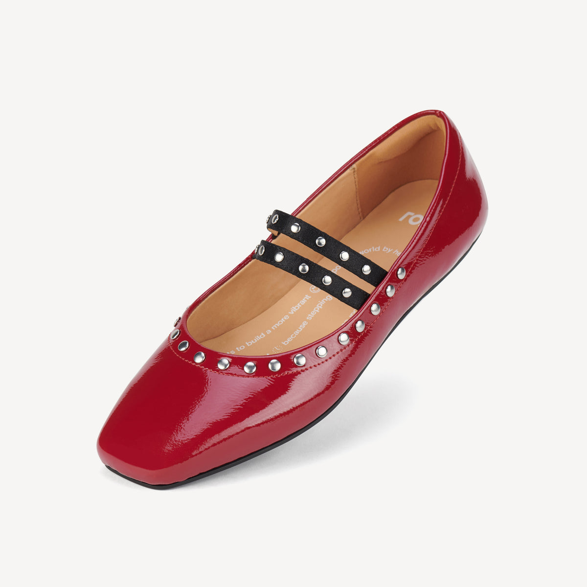 Ballet MJ Square Toe Stud Merlot Patent