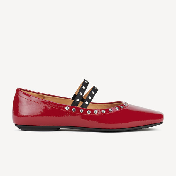 Ballet MJ Square Toe Stud Merlot Patent