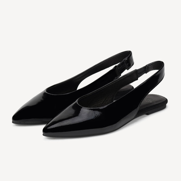 Pointed Slingback Black Patent