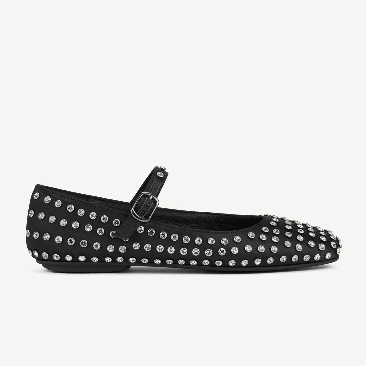 Ballet MJ Square Toe Blk Rhinestone
