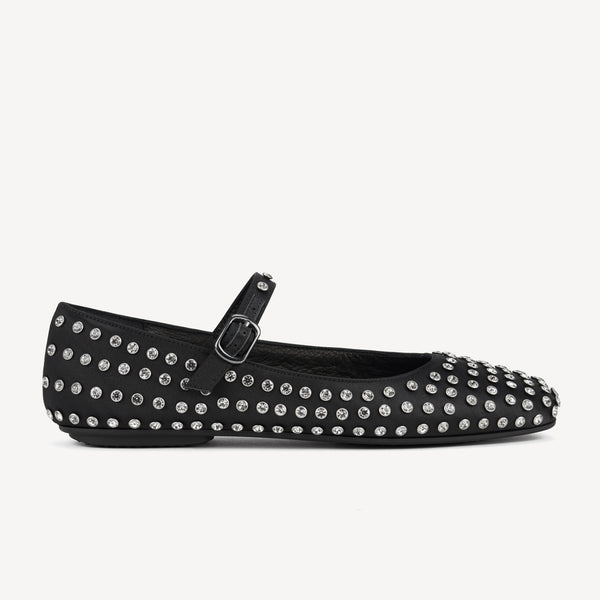 Ballet MJ Square Toe Blk Rhinestone
