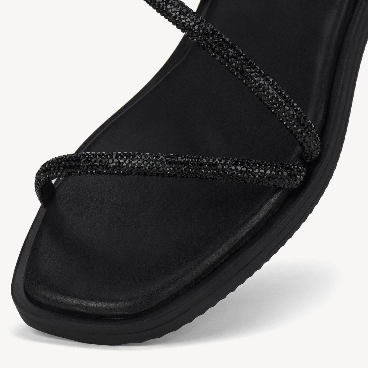 Sandal Slide Black Rhinestone