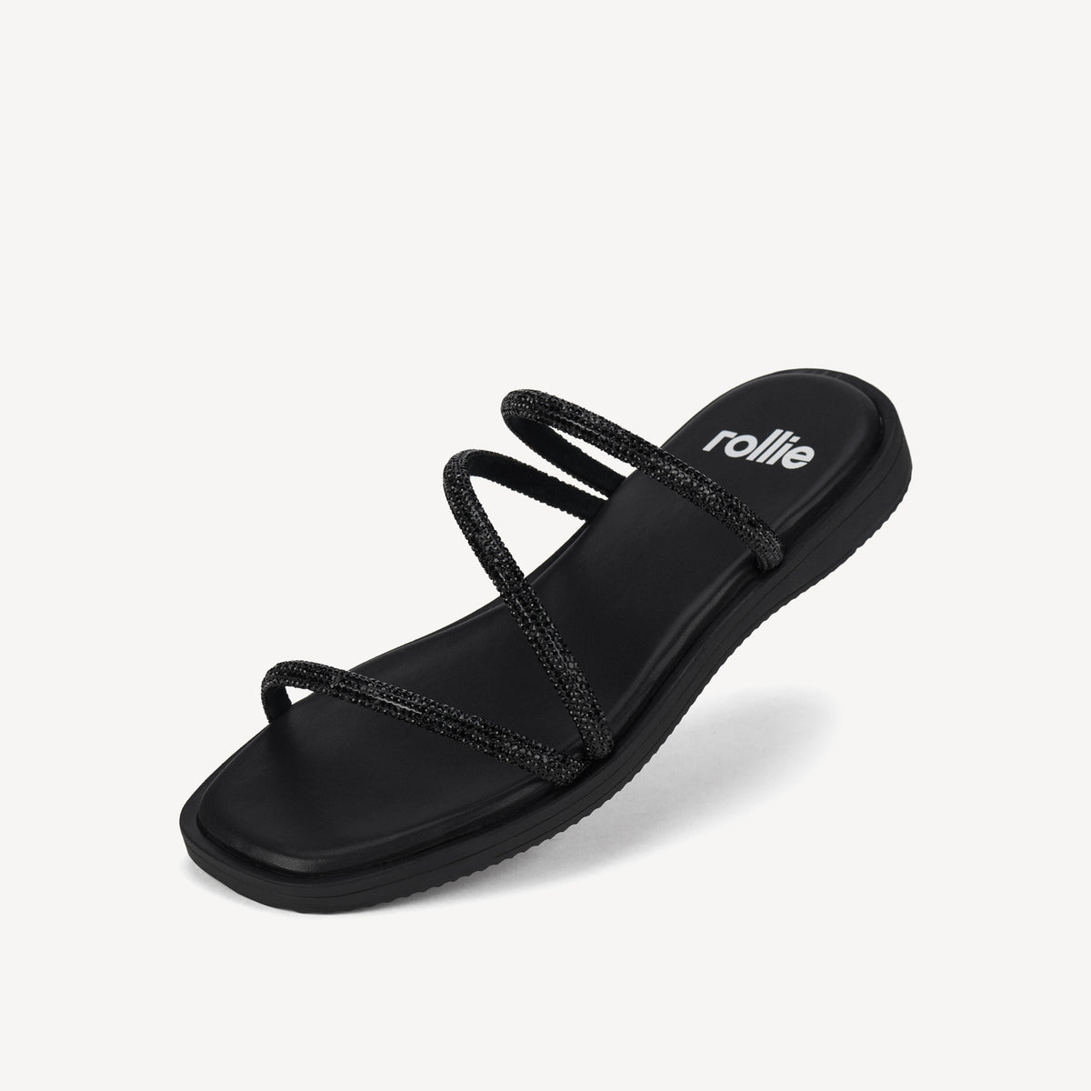 Sandal Slide Black Rhinestone