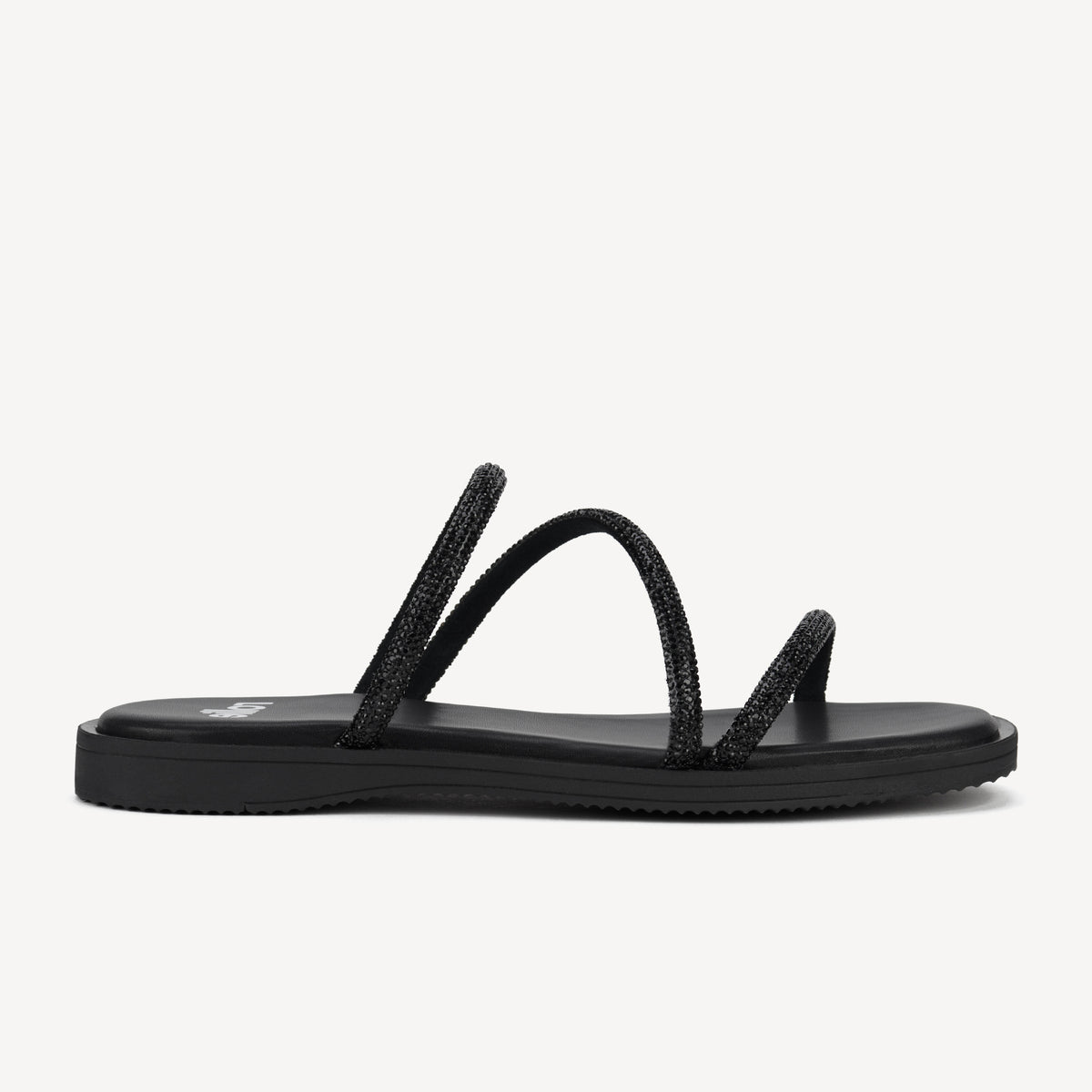 Sandal Slide Black Rhinestone