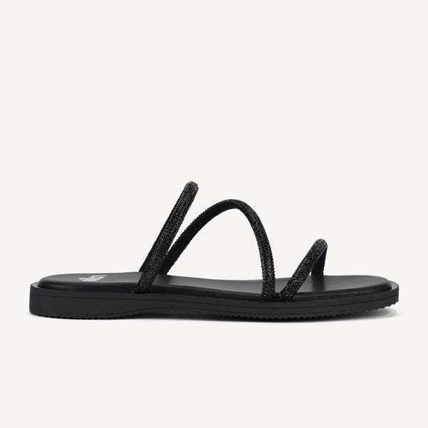 Sandal Slide Black Rhinestone