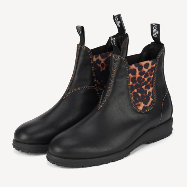 Fields Chelsea Black/Dark Camel Leopard