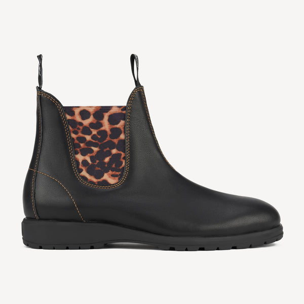 Fields Chelsea Black/Dark Camel Leopard