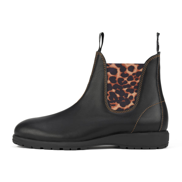 Fields Chelsea Black/Dark Camel Leopard