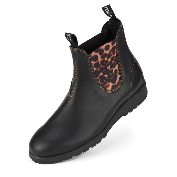 Fields Chelsea Black/Dark Camel Leopard