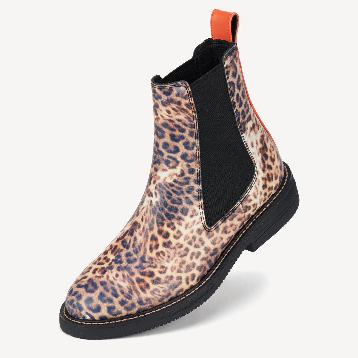 Rollie Rollie x Blunt Chelsea Rise WR Leopard — women's boot, worn and styled on-foot