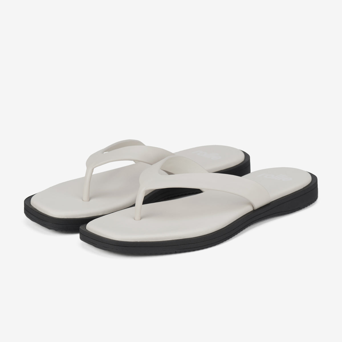 Square Toe Thong Bone/Black