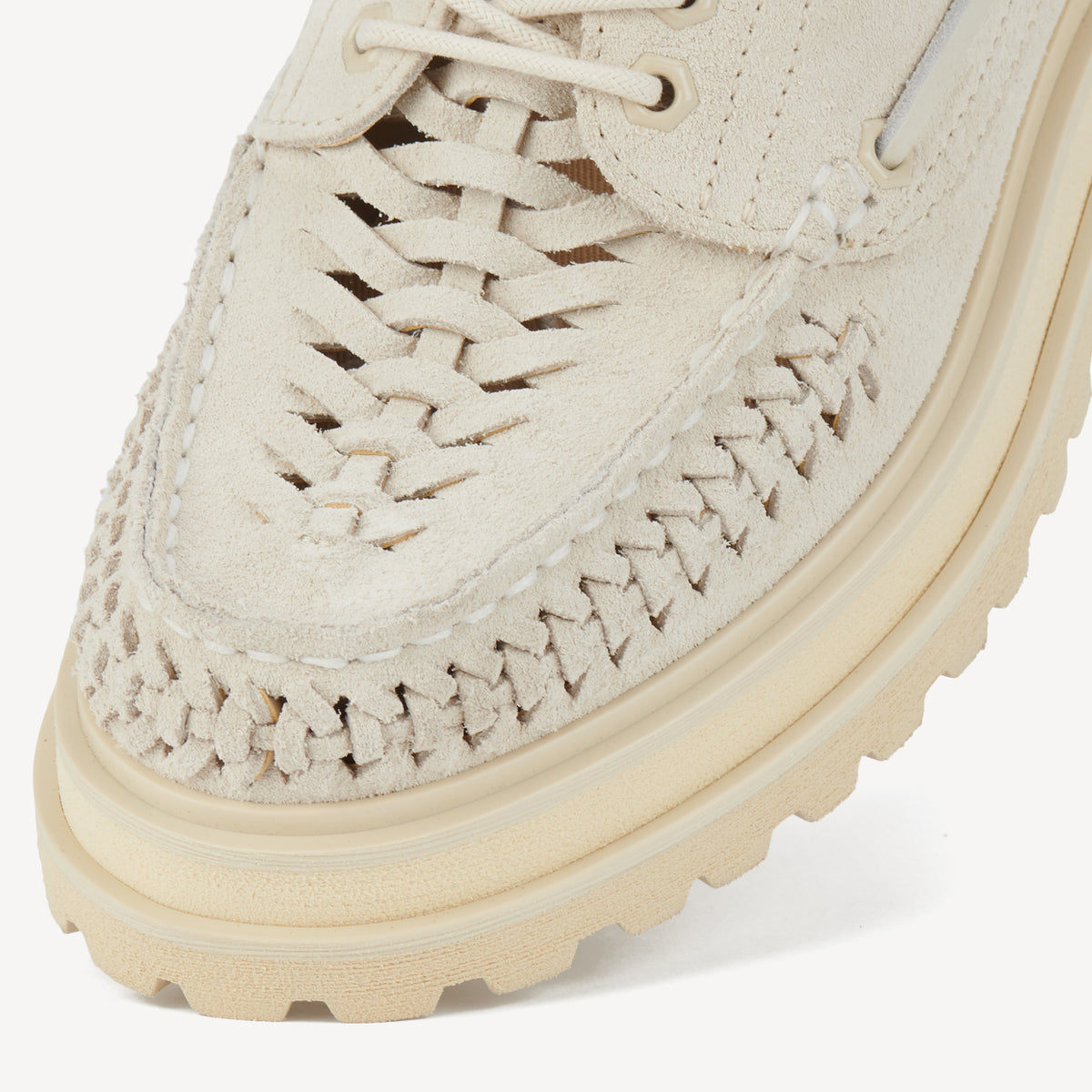 Rollie Boat Huarache Step Bone — women's shoe, angled three-quarter view