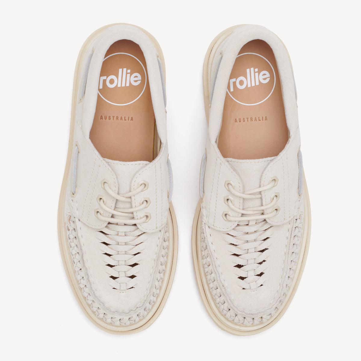 Rollie Boat Huarache Step Bone — women's shoe, top-down view