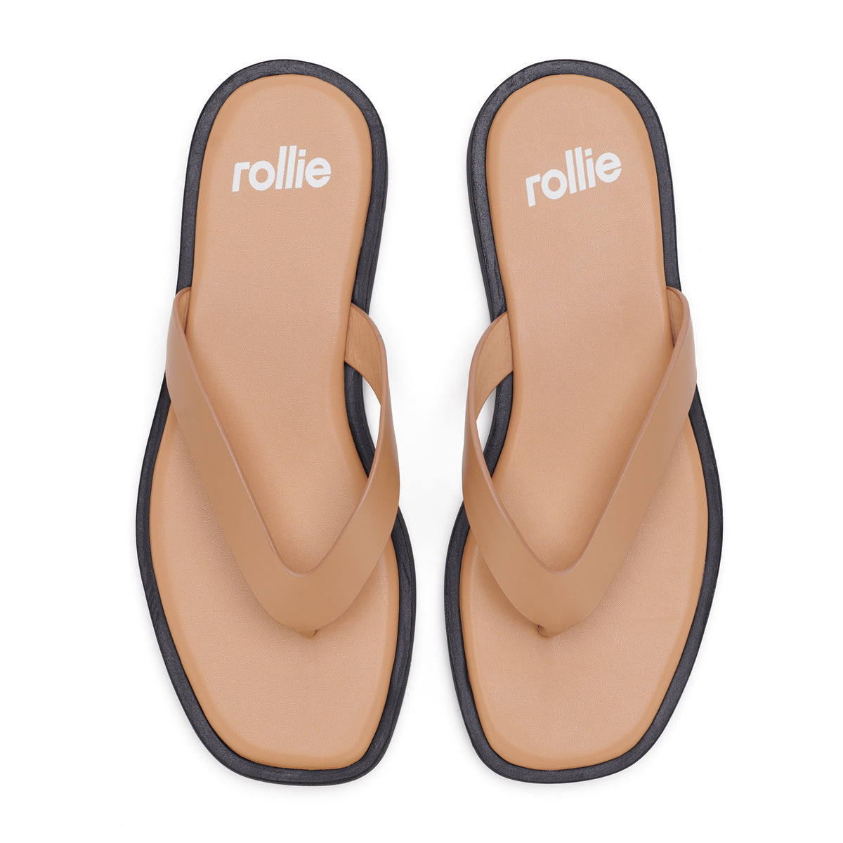 Square Toe Thong Tan/Black