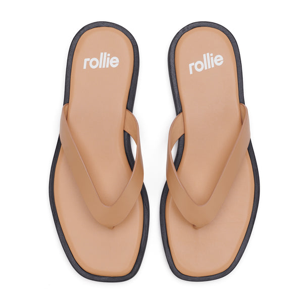 Square Toe Thong Tan/Black