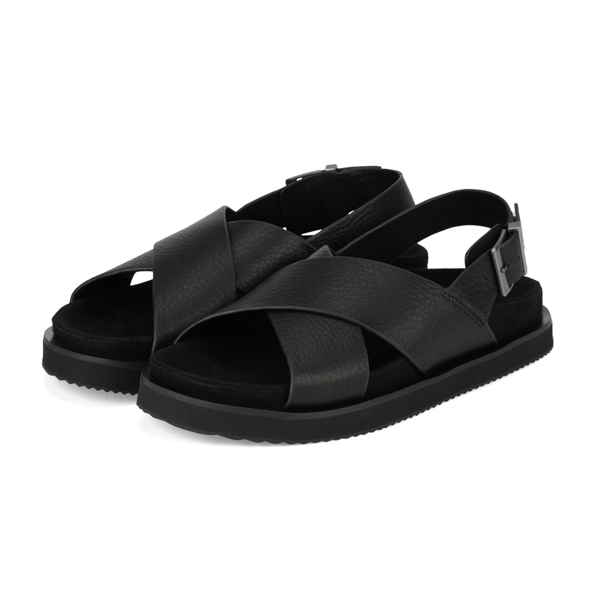 Rhodes Cross Sandal Black Tumble