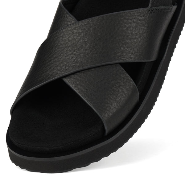 Rhodes Cross Sandal Black Tumble