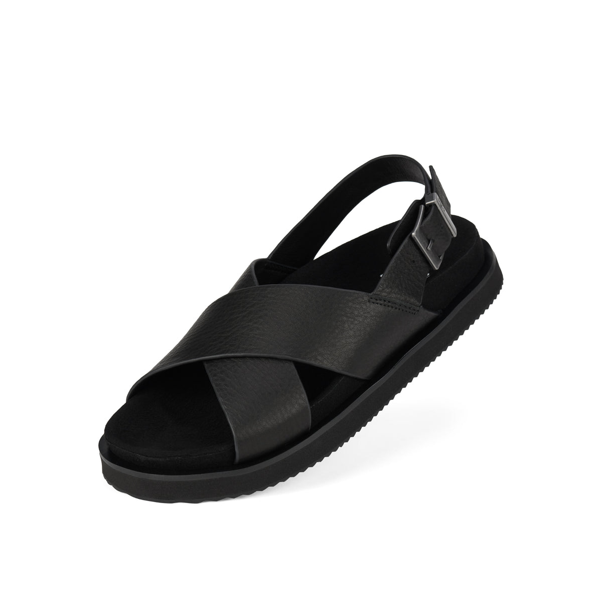 Rhodes Cross Sandal Black Tumble