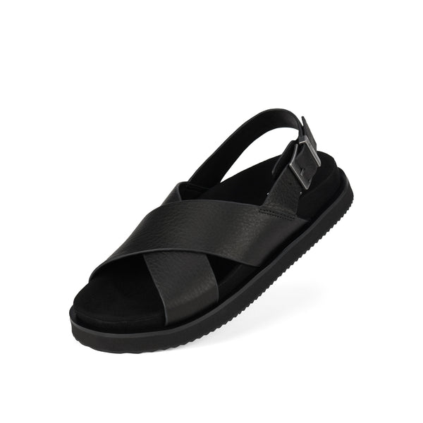 Rhodes Cross Sandal Black Tumble