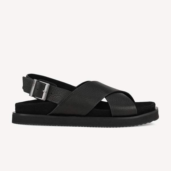 Rhodes Cross Sandal Black Tumble